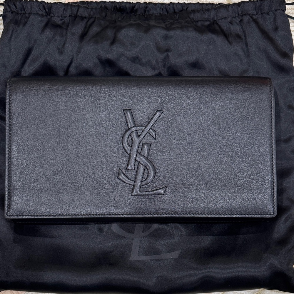 YSL Black Leather Clutch